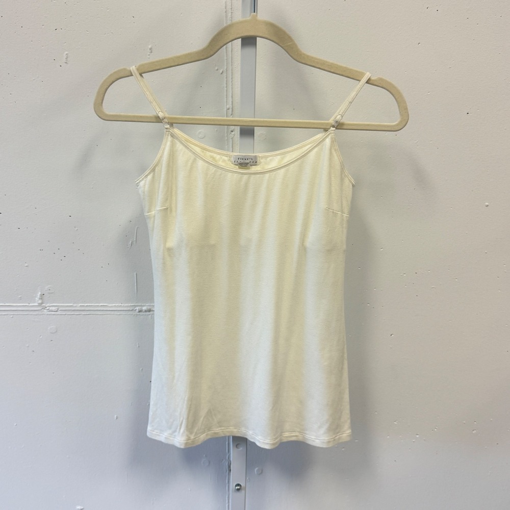 Vintage Fleur't Lingerie Ivory Cream Camisole Shelf Bra Tank Top Stretch M/L